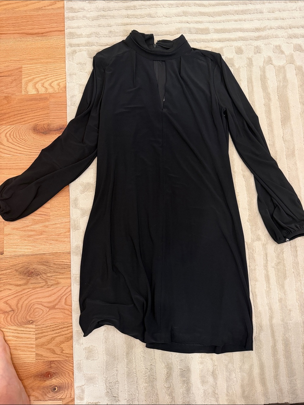 White House Black Market Black Long-Sleeve Mock Neck Shift Dress